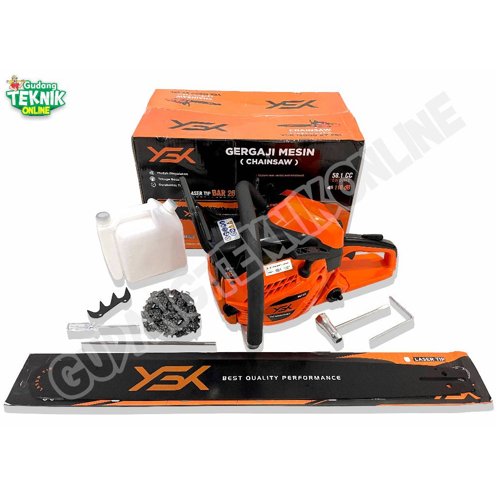 Chainsaw 26" YASUKA YSK12000 XT-26L 2Tak Bar Laser  / Mesin Gergaji Kayu Chain Saw Senso 26 Inch Pem