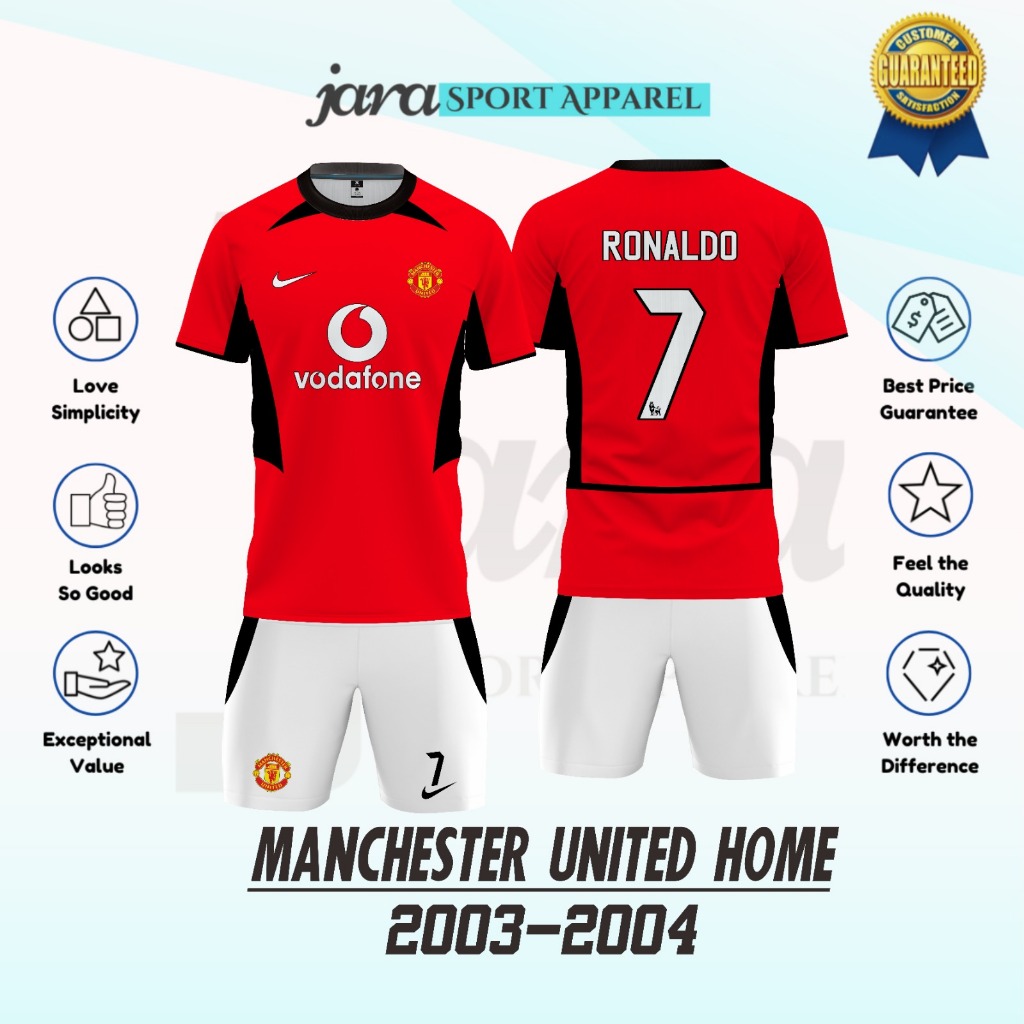 Jersey Manchester United Home 2003/2004 Custom Nama Nomor Punggung Full Printing Liga Inggris