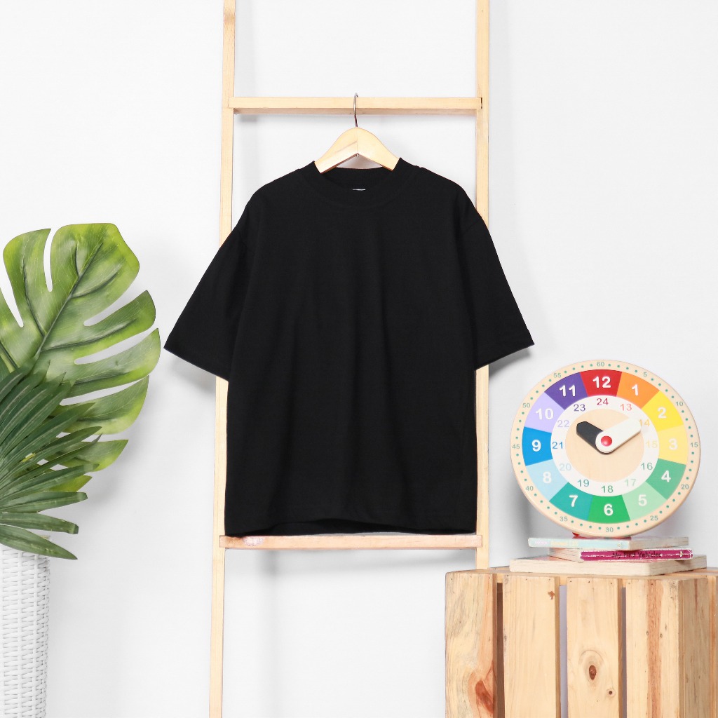Kaos Polos Anak Oversize - HITAM | Kaos Anak Unisex | Baju Polos Anak Oversize | Kaos Polos Anak Pre