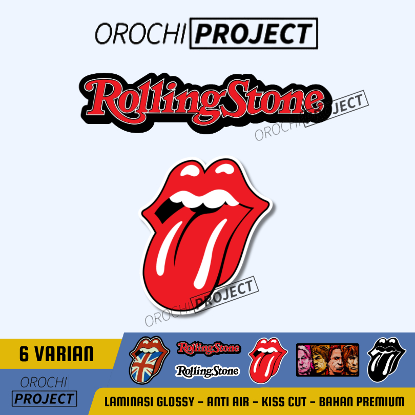 Sticker Stiker Logo Band THE ROLLING STONES Lidah Merah Vinyl Glossy Anti Air HP Laptop Tumbler Moto
