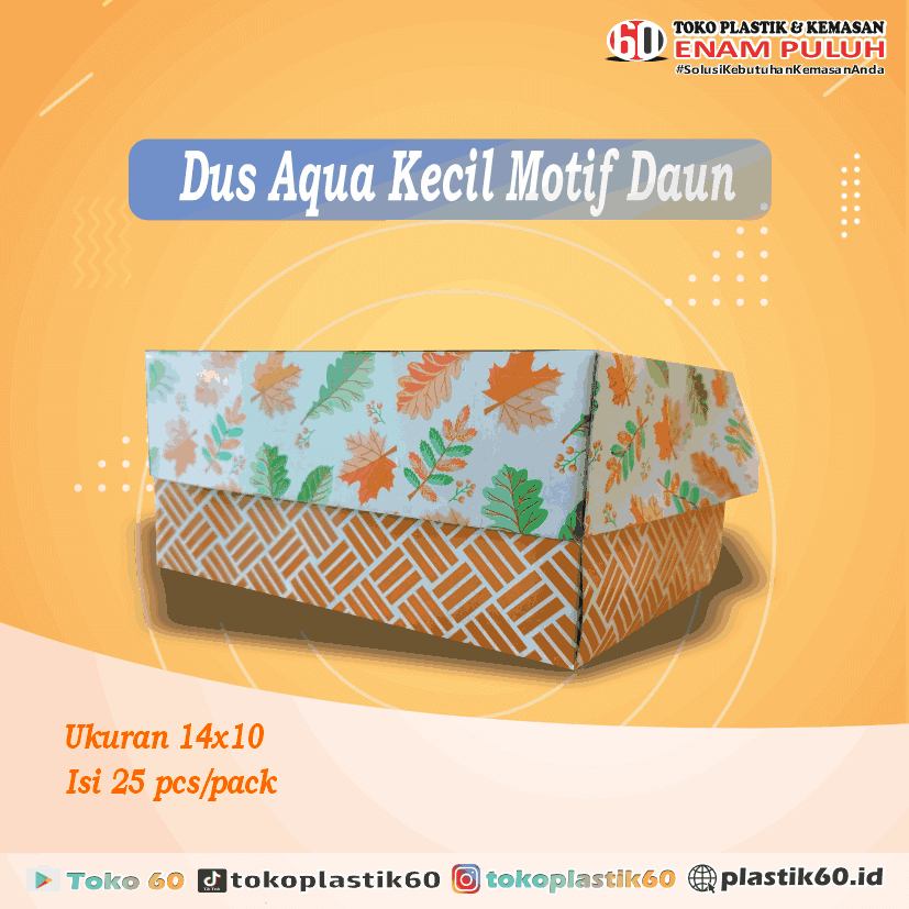 

Dus Aqua Kecil Motif Daun 14x10 DUS SNACK AQUA KECIL MOTIF DAUN ISI 25 PCS HEMAT BERKUALITAS