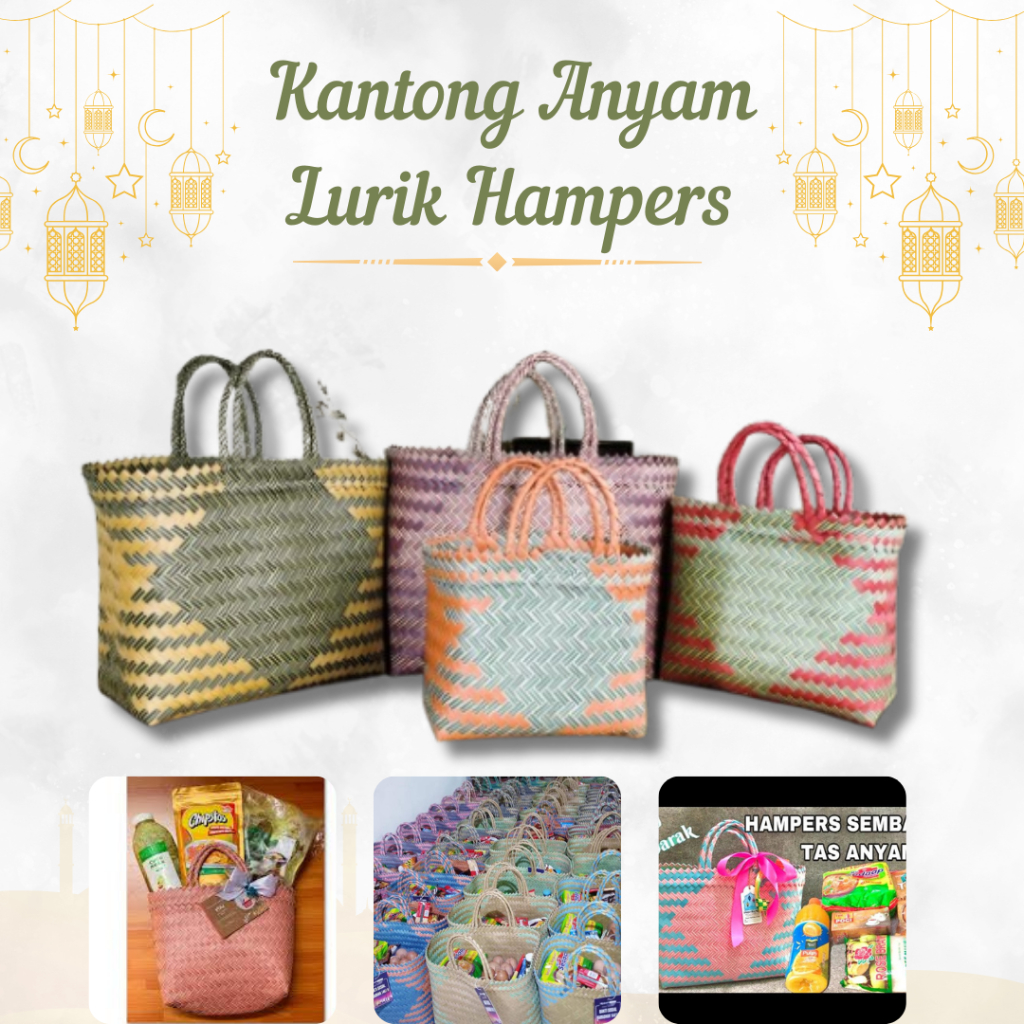 Keranjang Belanja Anyaman Plastik Kantong Belanja Tas Lurik Belanja Jadul S L M XL
