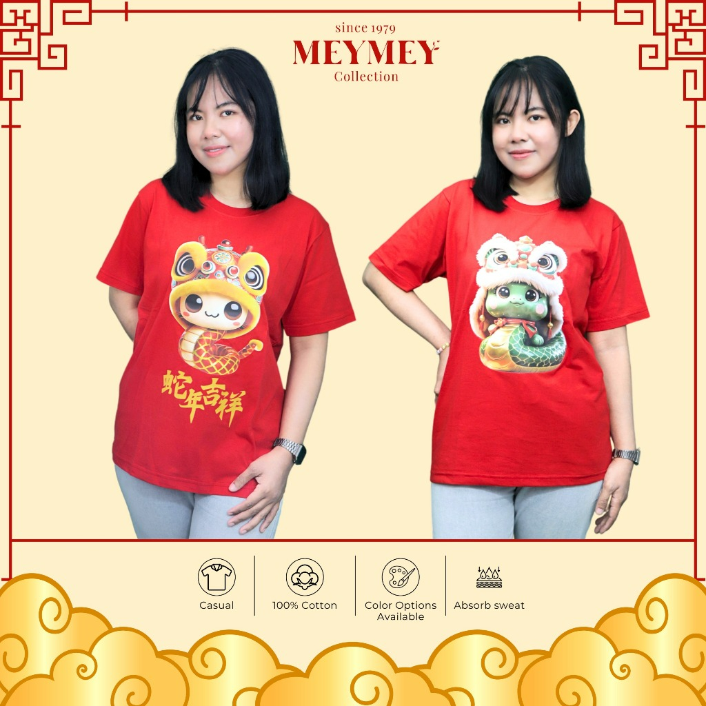 Mey Mey Kaos Imlek 2025 Edition / Kaos Pria Dewasa Kaos Wanita Dewasa / Kaos Merah Imlek Shincia