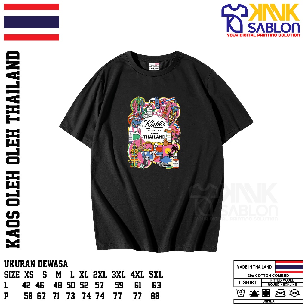 KAOS T-SHIRT OLEH OLEH THAILAND KODE A02 - Baju Souvenir Oleh Oleh Bangkok Banyak Gambar Gajah Loves