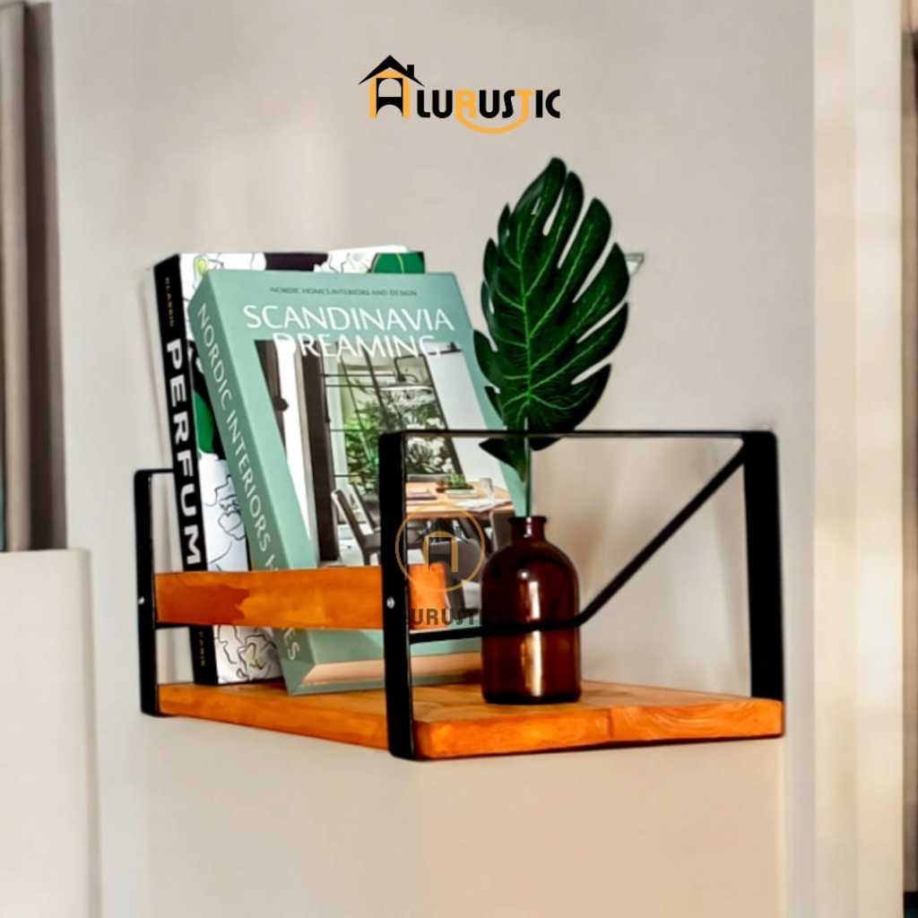 RAK DINDING TEMPEL GANTUNG RUANG KERJA KANTOR AMBALAN SUSUN KAYU DAN BESI PENYIMPANAN ALAT TULIS Buk
