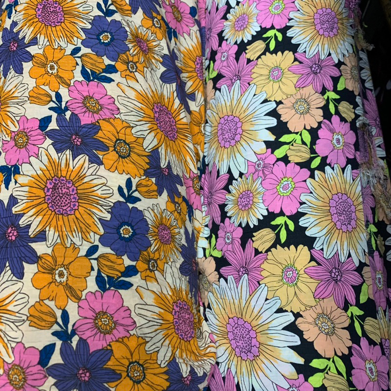 2WARNA kain katun crinkle - kain pleat katun - kain katun motif - kain katun premium