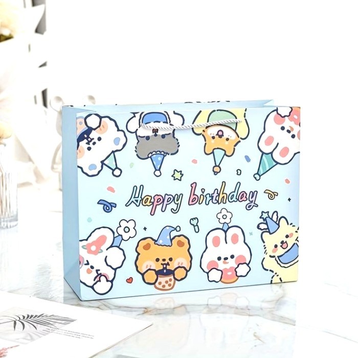 

Papper Bag Motif Happy Birthday / Papper Bag 32×25×11 / Bungkus Kemasan Pesta Ulang Tahun