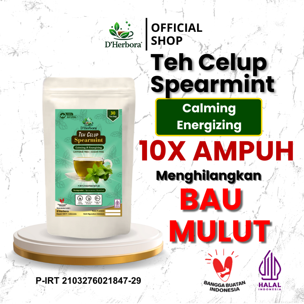 

ANTI BAU MULUT Teh Celup Spearmint Tea Herbal Anti Jerawat hormonal 100% organik isi 30 tea bag