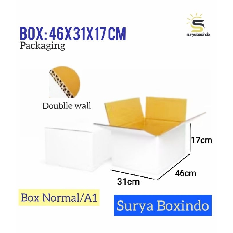 

Box Dauble wall 46x31x17 cm(okam)Kardus/Kotak/Packing/BoxNormal/A1/Tinggi17/Box o