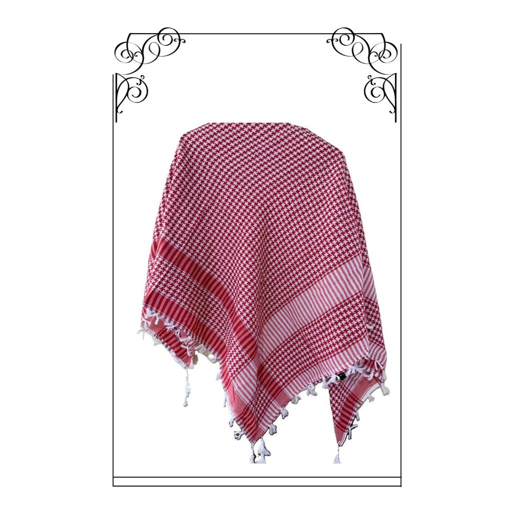 Sorban Arab Merah Putih Unisex Motif Bintang Arab