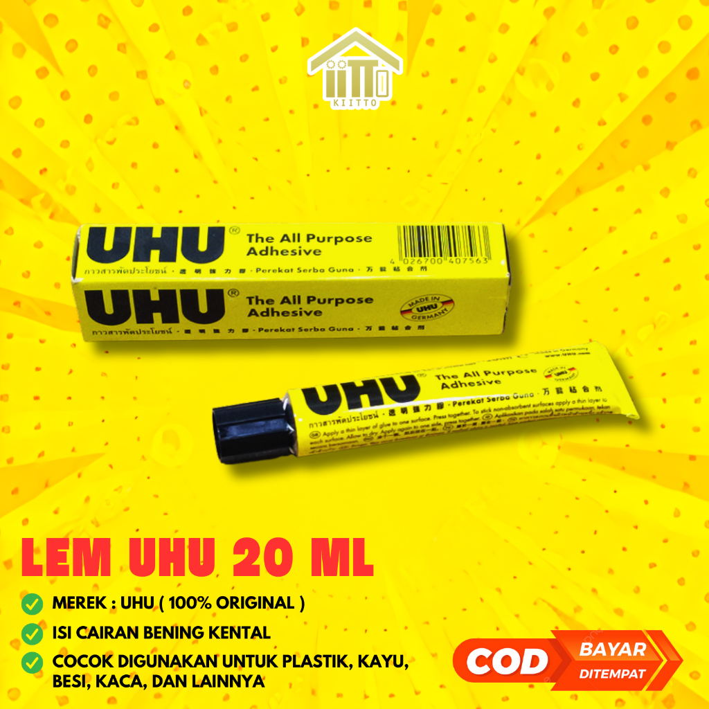 

LEM UHU 20 ML / LEM PEREKAT SERBA GUNA 20 ML / LEM UHU CAIR 20 ML / LEM KERTAS 20 ML / LEM CAIR TUBE / LEM KERTAS CAIR PEREKTA SERBAGUNA / PEREKAT UNIVERSAL UHU KUAT ORIGINAL 20 ML