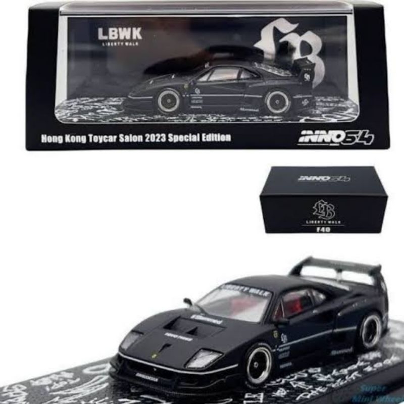 IN64-LBWKF40-HKTS23 - Inno64 LBWK (F40) Matte Black Hong Kong ToyCar Salon 2023 Special Edition Hita
