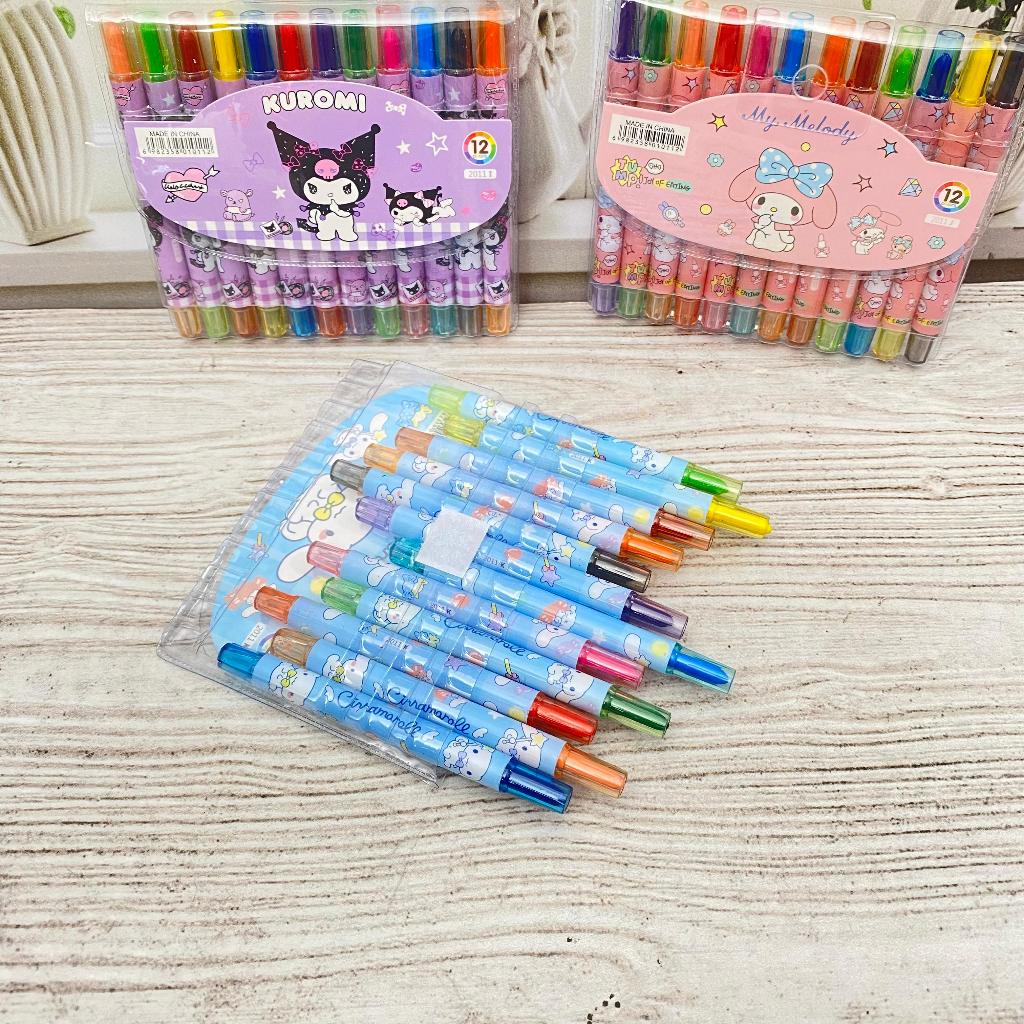 

Krayon Putar Mini Karakter Kartun Kuromi Cinnamonroll Isi 12pcs Bisa COD