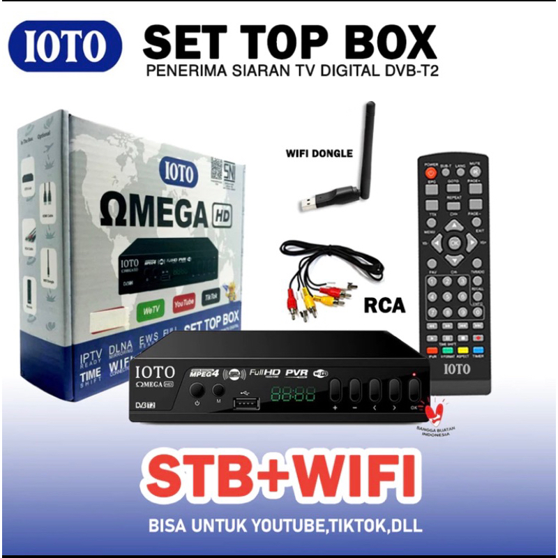 IOTO OMEGA +Dongle wifi Set Top Box Penerima Siaran TV Digital DVB-T2