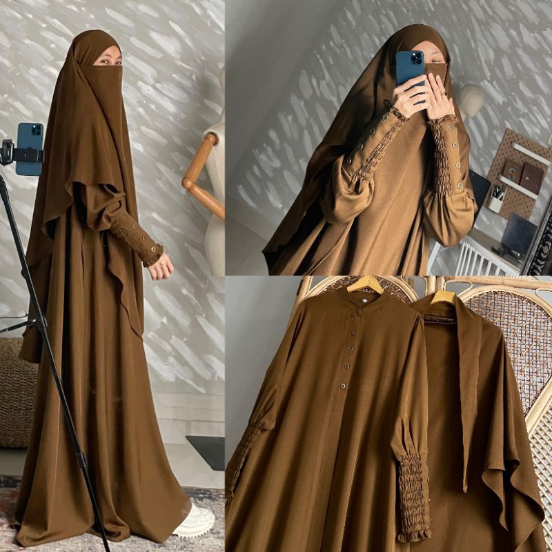 SAFEEYA SET || Set Abaya dan Franch Khimar || Oneset Abaya FK