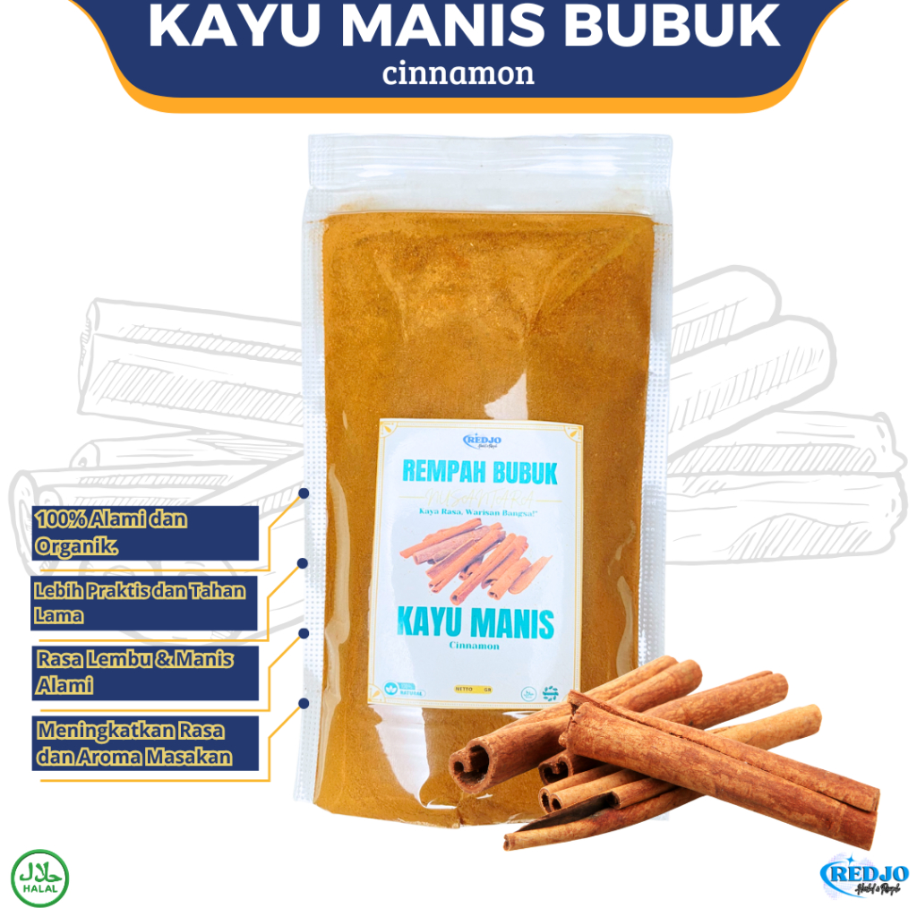 

Kayu Manis Bubuk Serbuk Murni Cinnamon Powder Kualitas Premium Bumbu dapur Rempah Herbal JSR 100gr