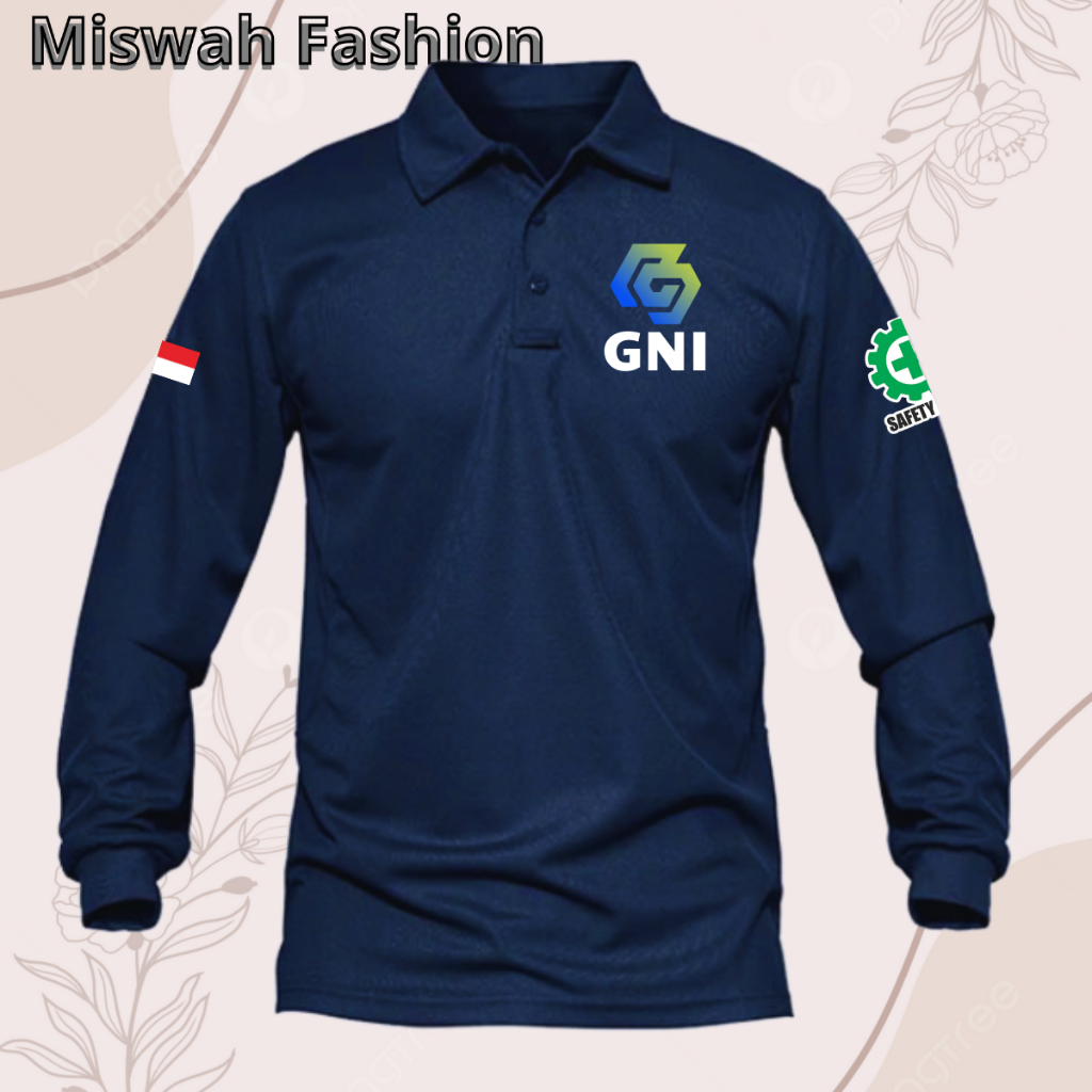 Baju Poloshirt Lengan Panjang PT.GNI Safety first Terbaru Kaos polo Berkerah Pria Wanita Dewasa