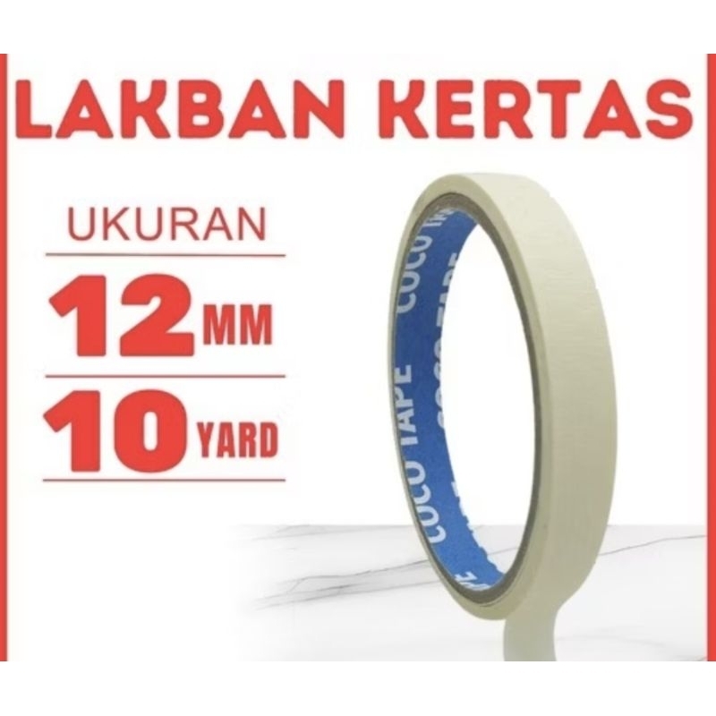 

Isolasi Kertas 12mm - 10 Yard Lakban Kertas Lebar 12mm Panjang 7 Meter