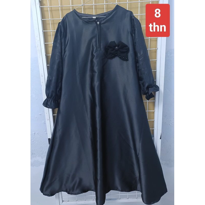 ABAYA ANAK PEREMPUAN 8 TAHUN / GAMIS HITAM JETBLACK TEMBORO