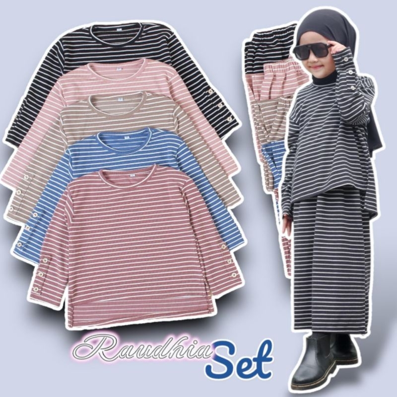 SET ROK ANK KNIT ONESET RAUDHIA SETELAN ANAK PEREMPUAN BAJU + ROK SPAN SNOWY RIB KNIT SALUR