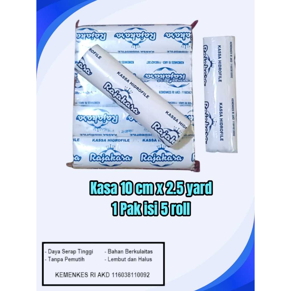 Kasa 10 cm x 2.5 cm kasa perban gulung 10 cm isi 5 roll raja kasa