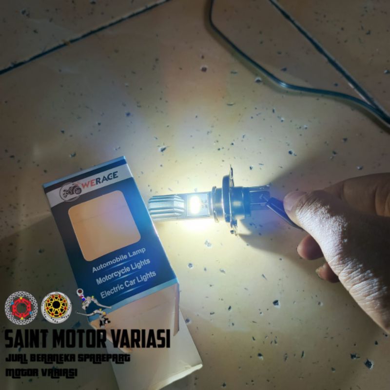 LAMPU MOTOR DEPAN LED LAMPU LED UTAMA NYALA PUTIH TERANG KAKI 3 UNIVERSAL SEMUA MOTOR