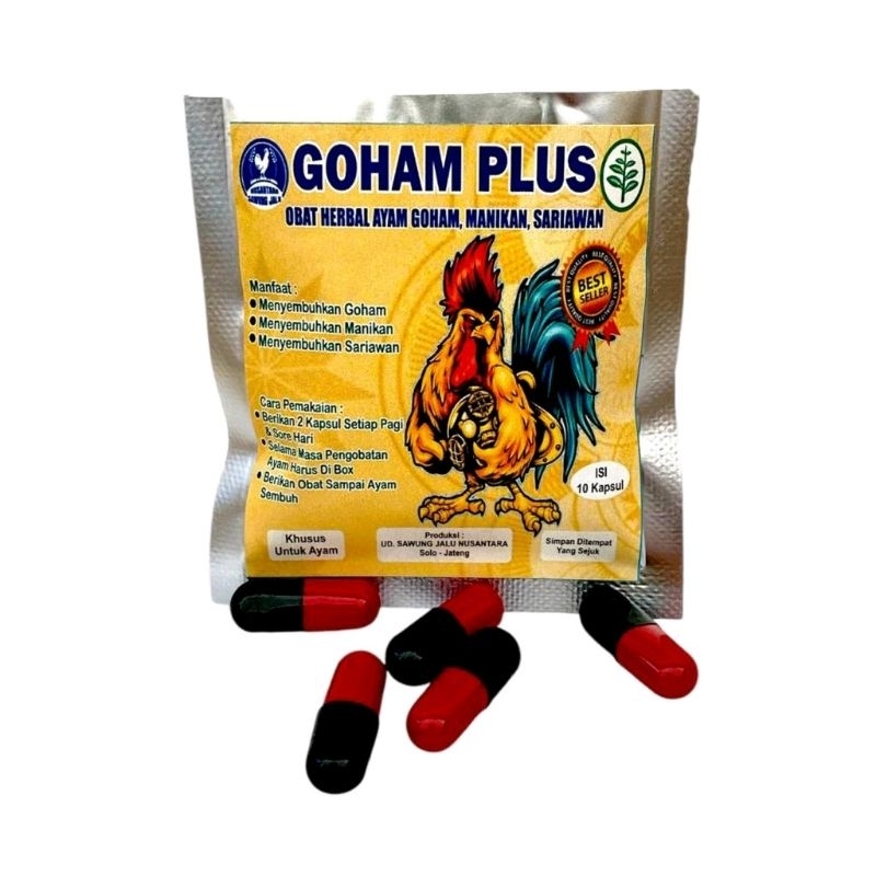 GOHAM PLUS SAWOENG -OBAT GOHAM SARIAWAN AYAM 10 KAPSUL