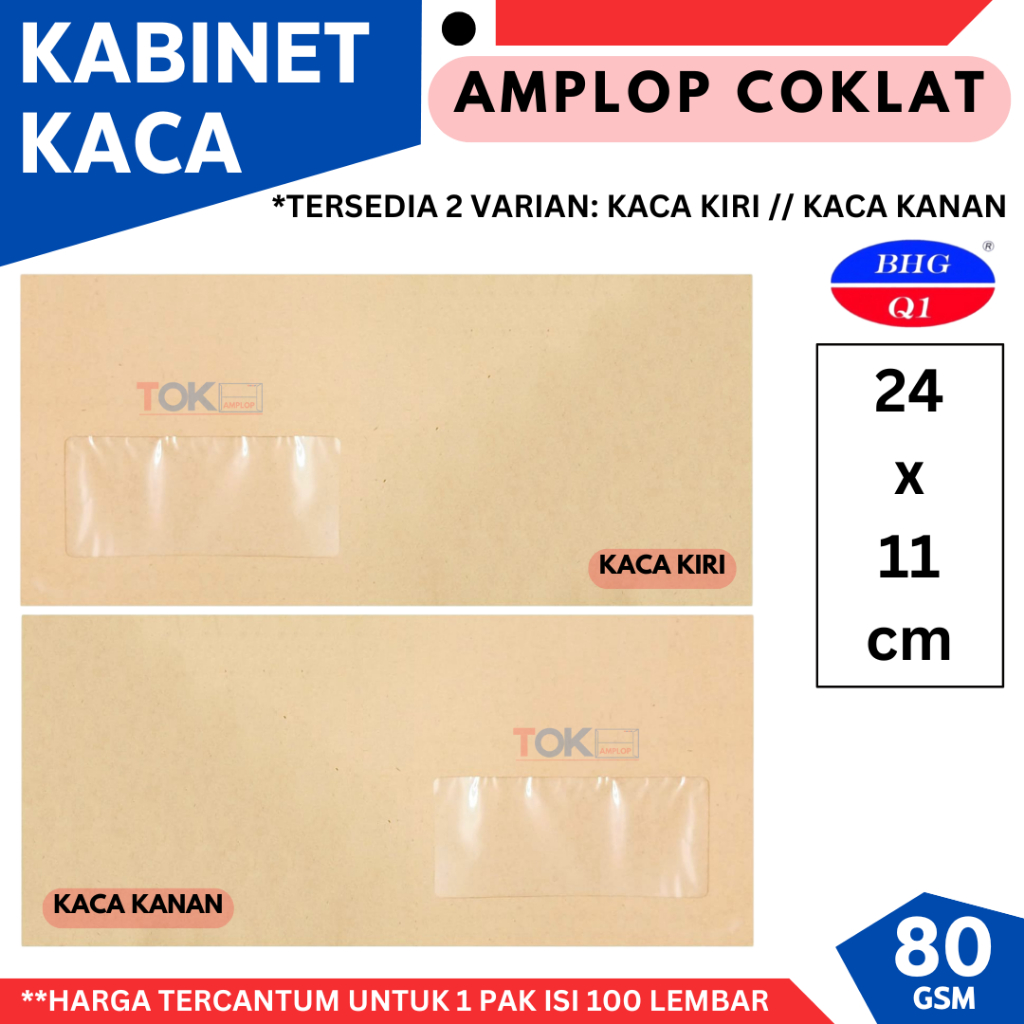 

Amplop Coklat Kabinet Kaca Kiri/Kanan 80gsm BHG (Import)