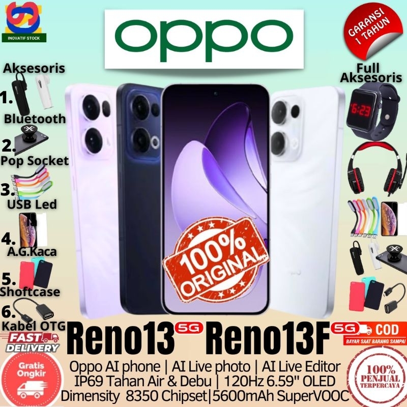 HP BARU OPPO RENO 13 5G | RENO13 F 12/256GB - 8/256GB RAM Upto 24GB GARANSI RESMI 100% ORIGINAL