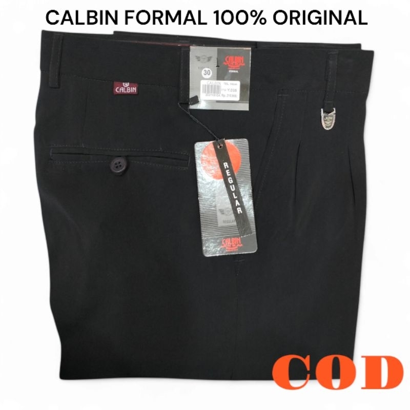 Celana Formal CALBIN Original Standar Reguler Pria Kerja Kantor Panjang Hitam