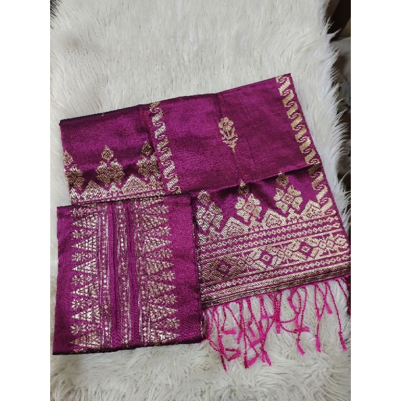Songket silungkang couple set ( songket selendang + baju songket) warna pink magenta , pink fanta