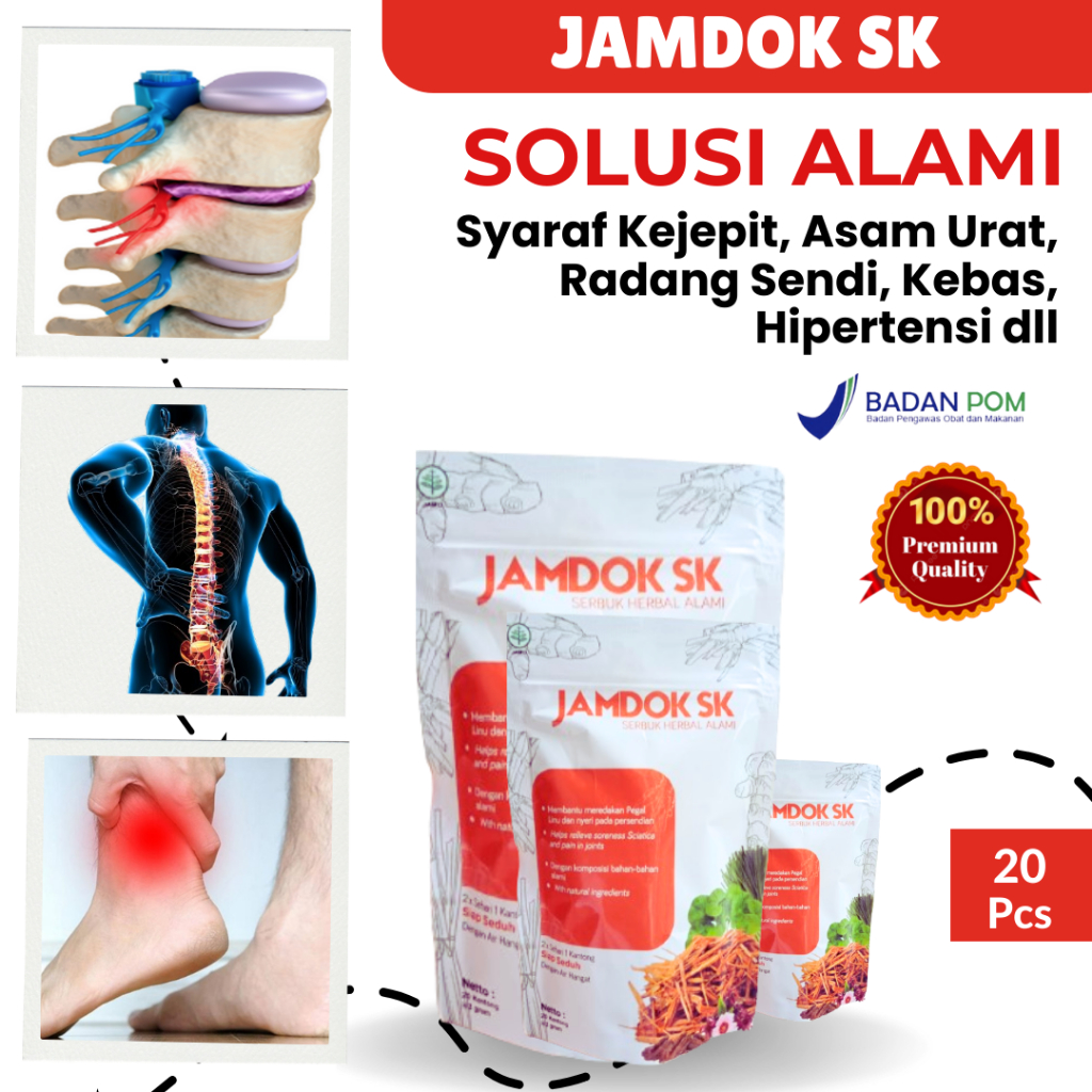 

Herbal Solusi Alami untuk Mengatasi Kebas, Kesemutan, dan Saraf Kejepit Ampuh -TEH HERBAL JAMDOK SK - BANTU ATASI SARAF KEJEPIT DAN NYERI SENDI LAINNYA