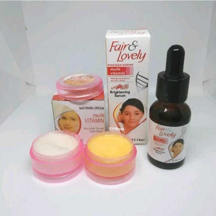 PAKET CREAM FAIR AND LOVELY CREAM SIANG+MALAM & SERUM