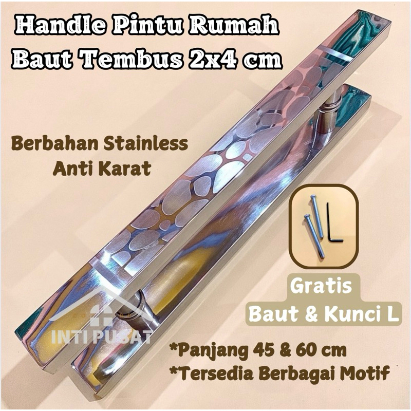 Handle Pintu Rumah Minimalis Baut Tembus Motif 45 cm 60 cm