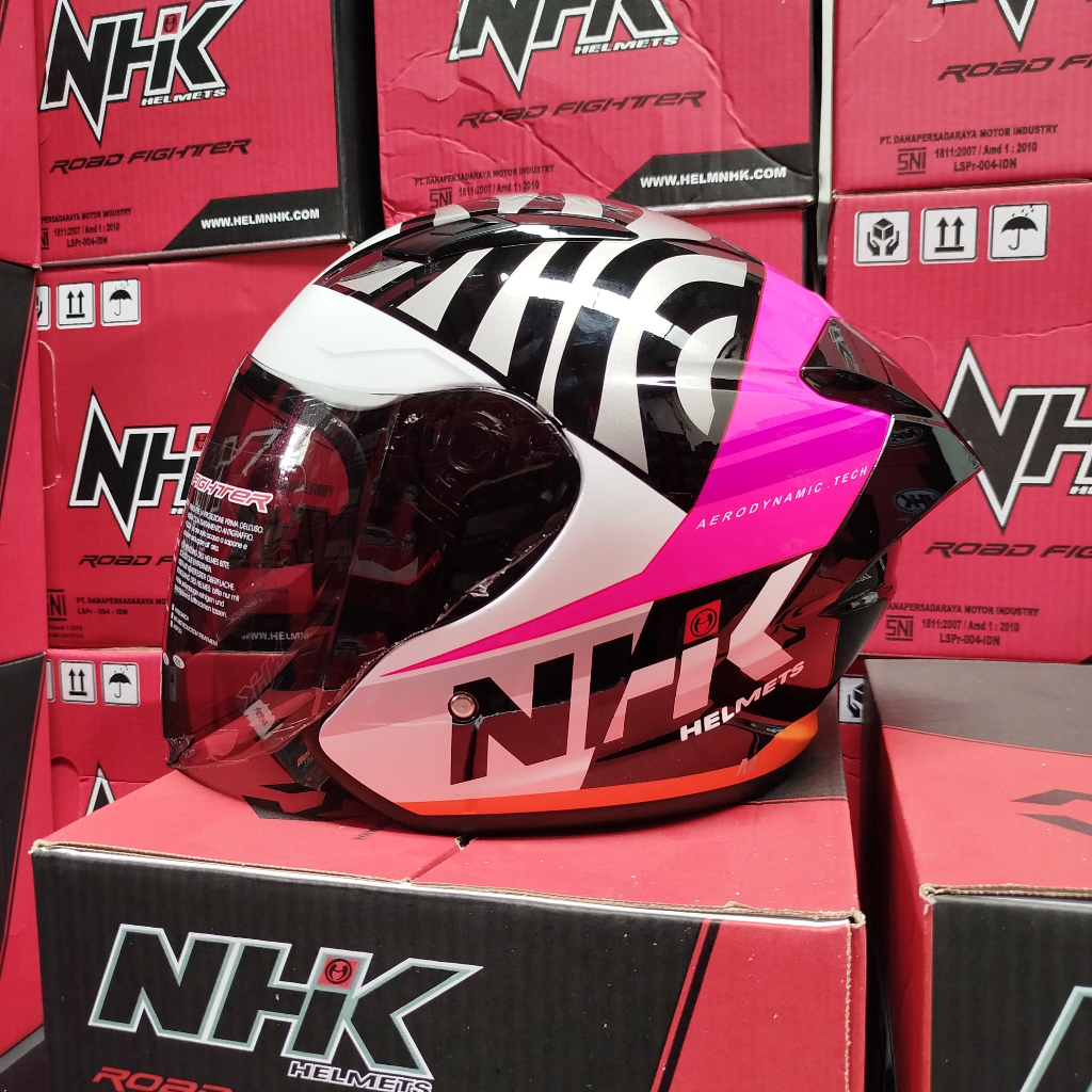HELM NHK R1 ELITE AERODYNAMIC BLACK PINK SINGLE VISOR Helm