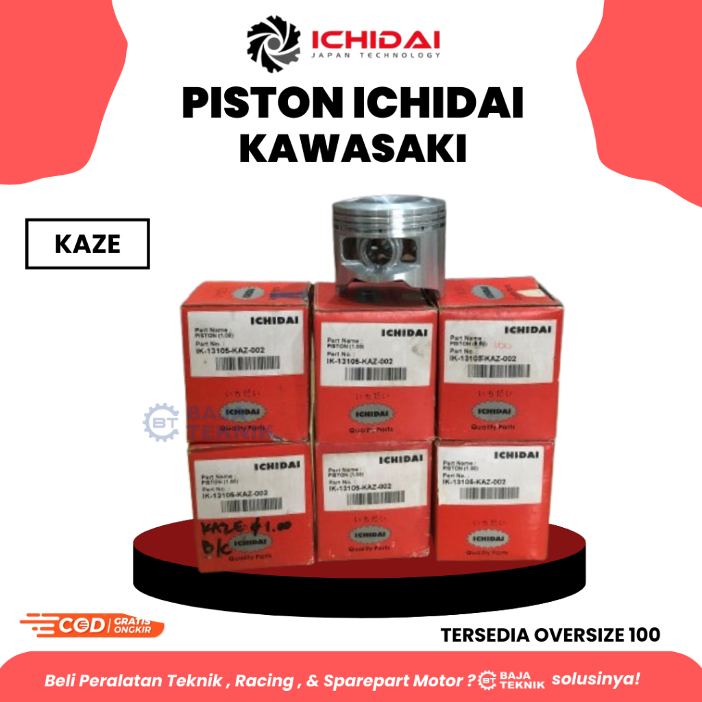 ICHIDAI PISTON KIT KAWASAKI KAZE OVERSIZE 100 | PISTON KAWASAKI KAZE OVERSIZE 100 ICHIDAI