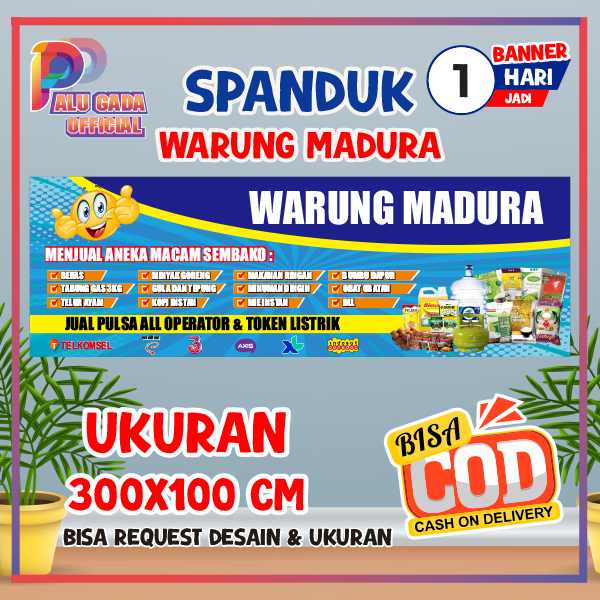 cetak spanduk banner baliho murah warung madura costem ukuran bisa ganti nama