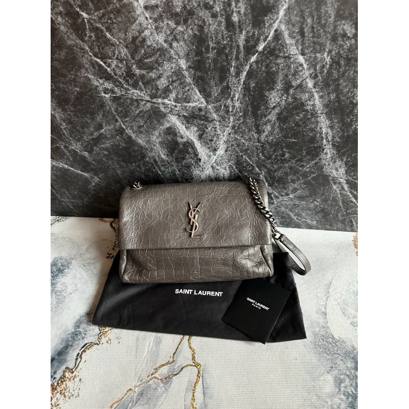 preloved ysl west hollywood croco embossed grey 2017 authentic original saint laurent