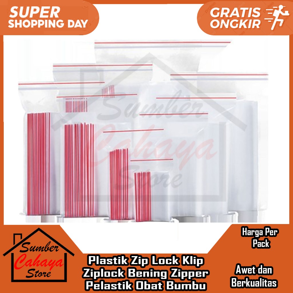 Ctik Plastik Zip Lock Klip Ziplock Clip 100 Pcs 5x8cm 6x10cm 8.7x13cm 10x15cm 12x20cm 7x10cm 4x6cm 2