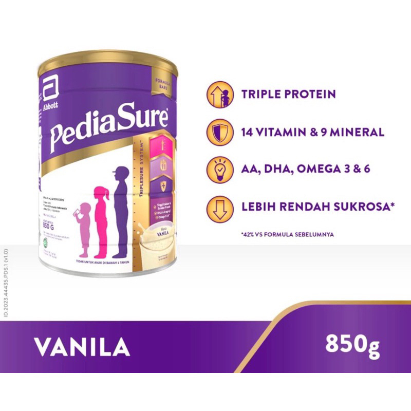 

Abbott Pediasure Vanila 850g Triple Protein