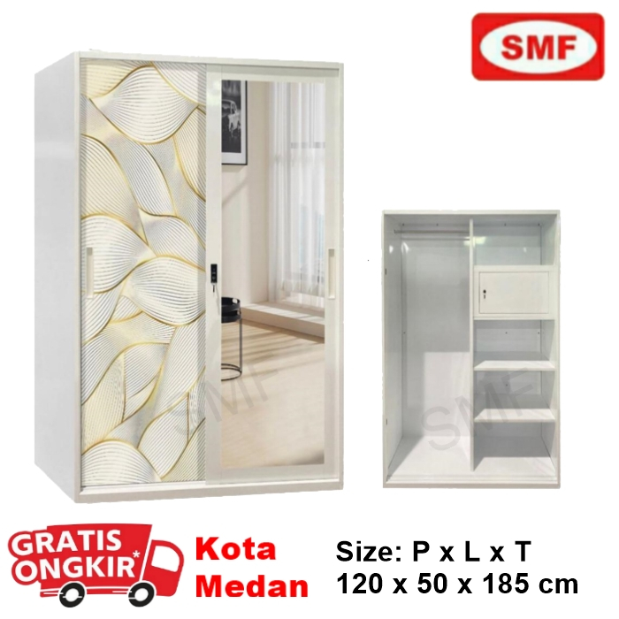 LEMARI PAKAIAN BESI 2P - SL12GM 216 - LEMARI PINTU BESI SLIDING - 1/2P GAMIS