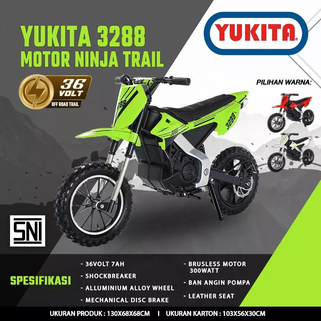 Mainan Anak Motor AKI MOTOR Yukita 3288 36VOLT MOTOR NINJA TRAIL Ban Angin