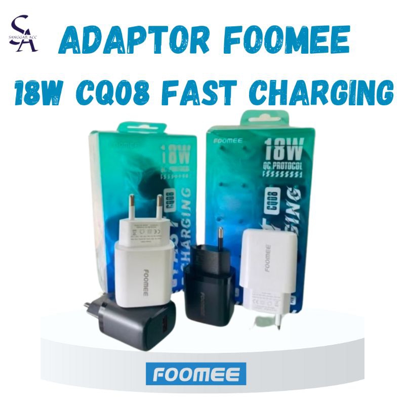Adaptor Charger Foomee 18W dengan Garansi 1 Tahun - Kabel, Adapter