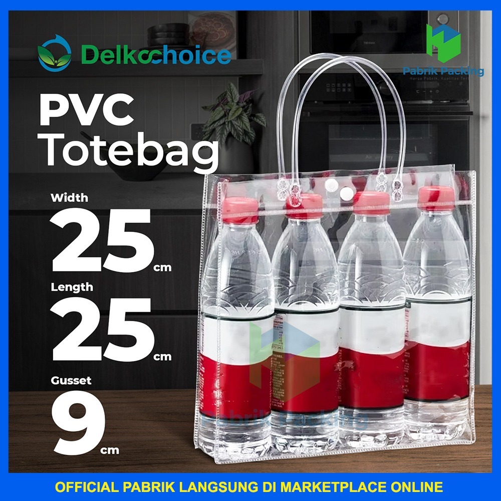 

Tas Mika PVC Transparan Goodie bag Hampers Souvenir Ultah Polos Premium Tote Bag Delkochoice 25x25+9cm