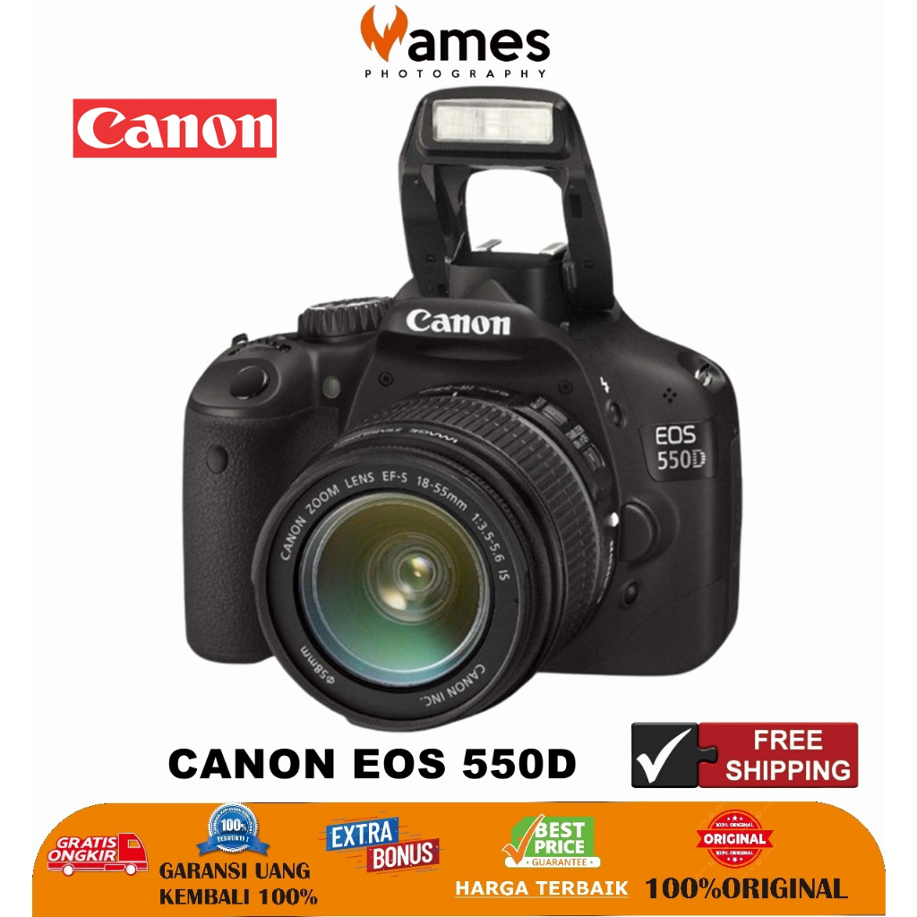 Canon 550D Lensa Kit 18-55mm Original Kamera DSLR Siap Pakai