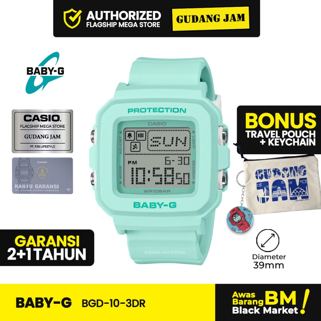 Jam Tangan Baby-G Wanita BGD-10-3DR BGD-10-3 Tosca Digital Strap Resin