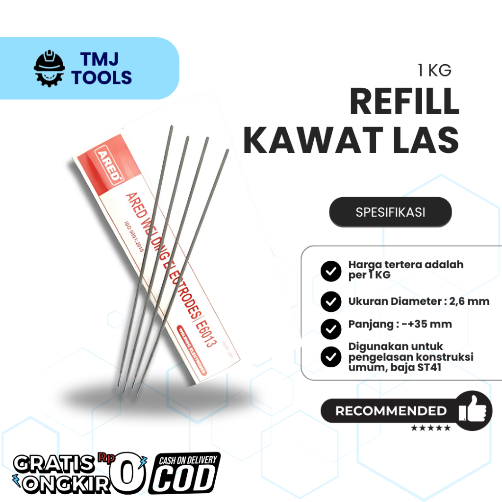 Refill Isi Kawat Las Besi 2,6mm 1 KG Welding Electrodes Isi Ulang Batang Elektroda Kawat Mesin Las L