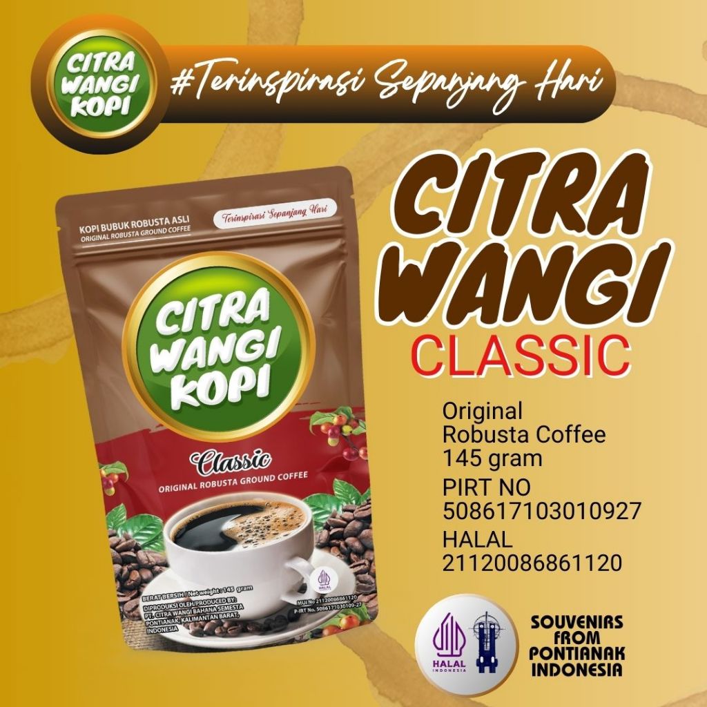 

Kopi Bubuk Citra Wangi Classic 145 g, STANDING POUCH Original Robusta Ground Coffee