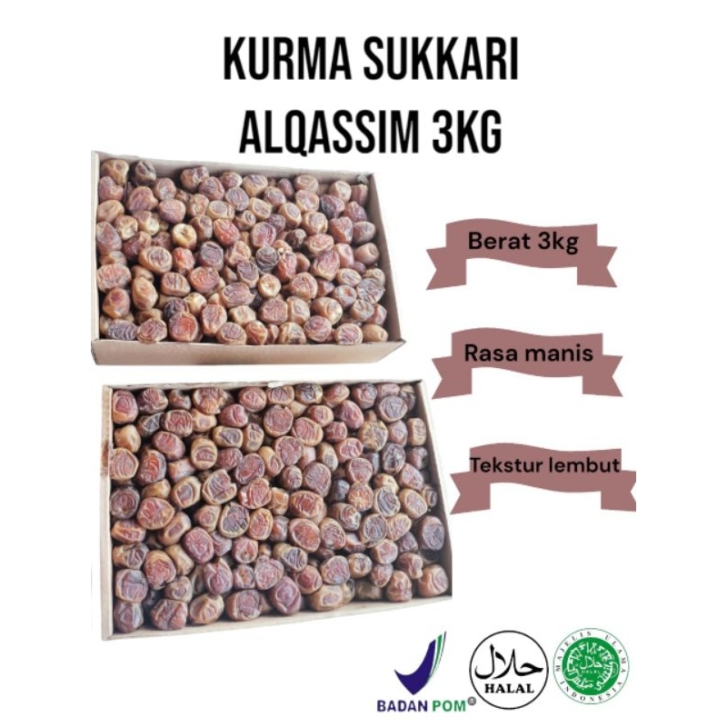 

GROSIR BESAR Kurma Sukari FRESH!! 3kg / Sukary AlQasim / Kurma Raja , Kurma Ruthab Rutob