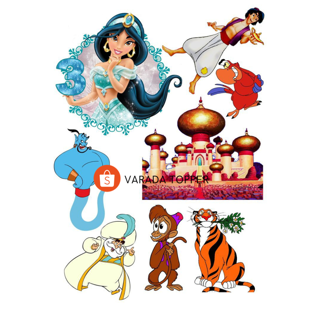 PRINCESS JASMINE/Topper Birthday Jasmine Free Custom Nama/Hiasan Cake Ultah JASMINE